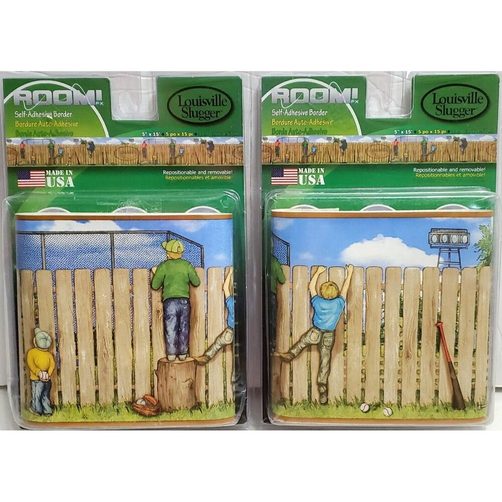 2 Louisville Slugger Border Self Adhesive Removable Wall Paper Baseball Boy Bat